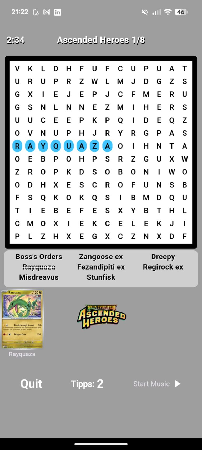 TCG Crosswords in Game