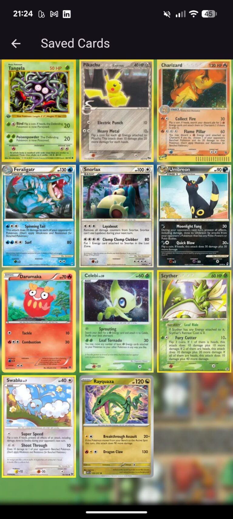 TCG Crosswords Gespeicherte Karten
